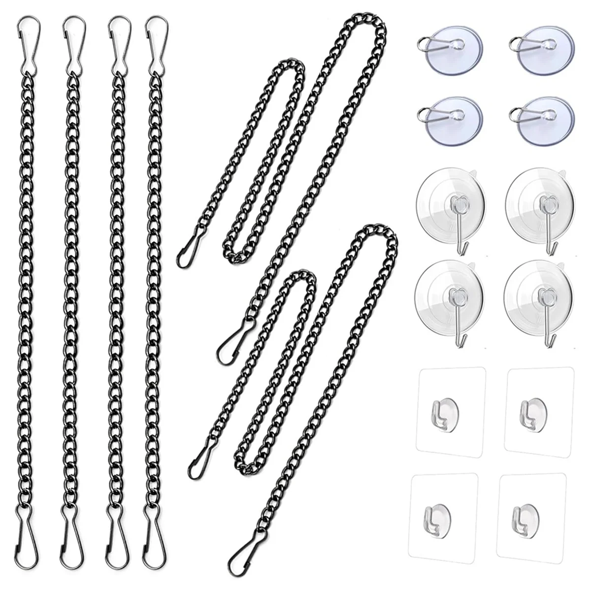 Kit de chaîne de suspension de fenêtre en vitrail AA98 avec crochets à ventouse, chaîne de suspension d'image noire, attrape-soleil