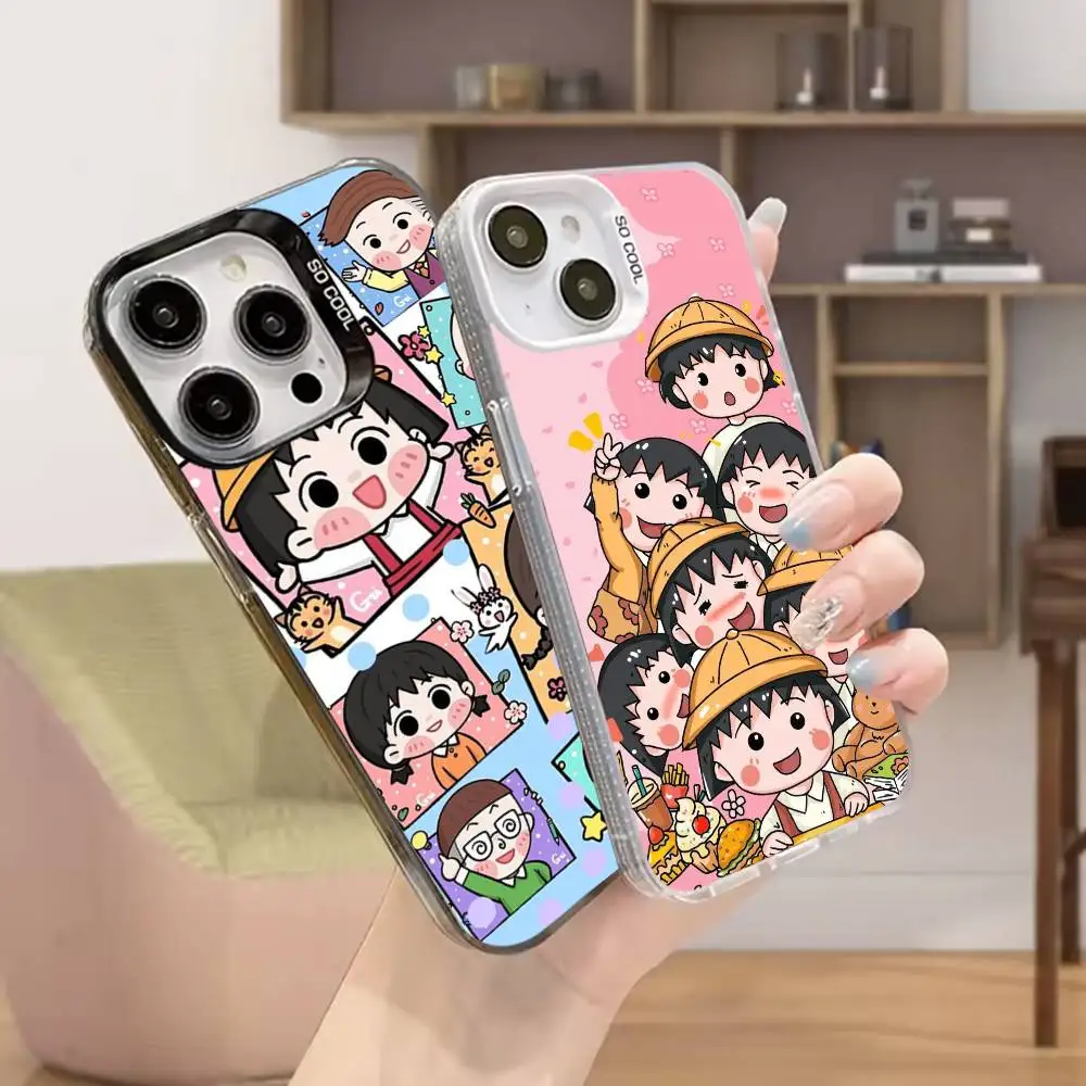 

Anime Catoon C-Chibi M-Maruko Phone Case For iPhone 16,15,14,13,12,11,Mini,Pro,SE,MAX White Matte Shockproof Cover