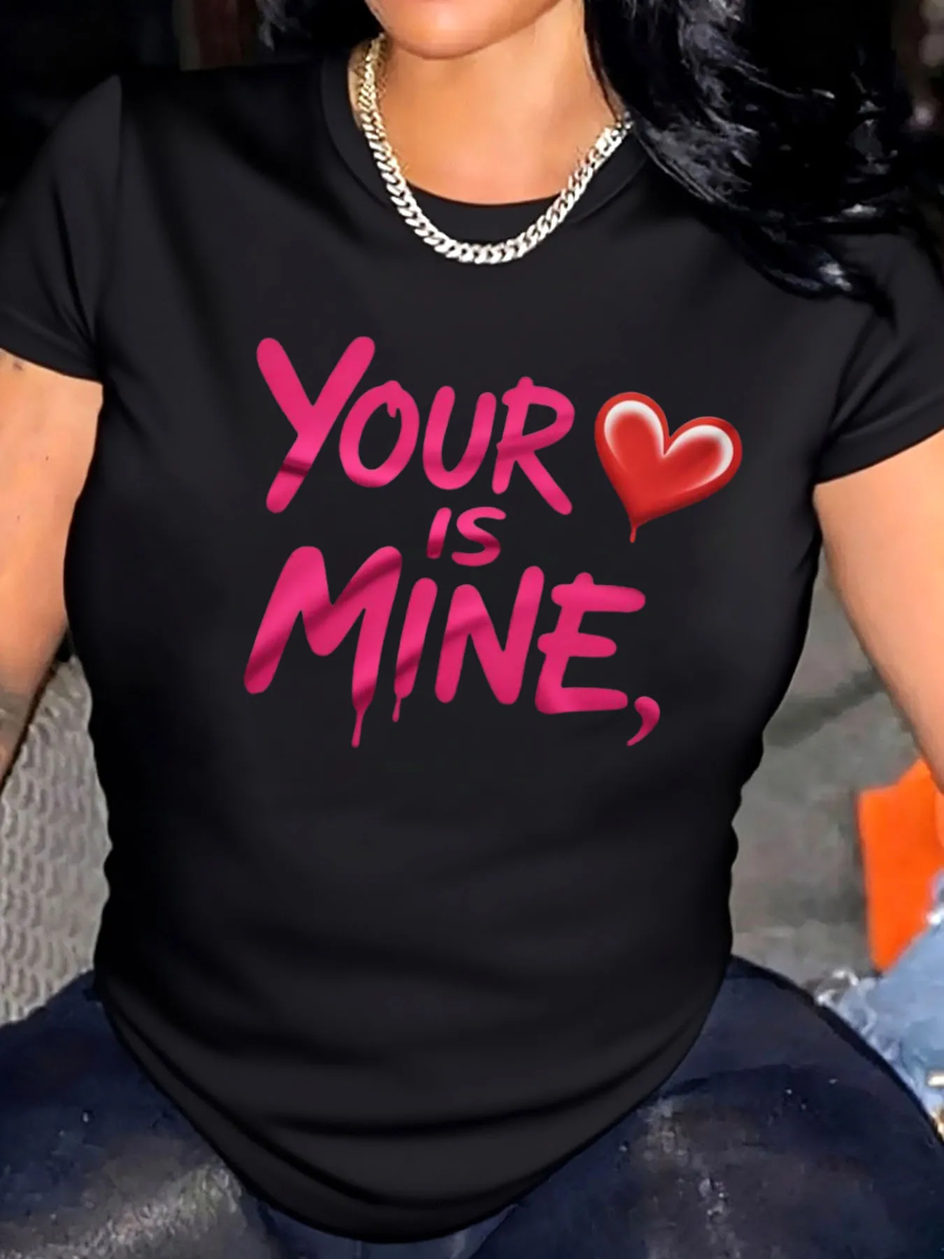 

Женская футболка больших размеров с леопардовым принтом на день Святого Валентина для улицы