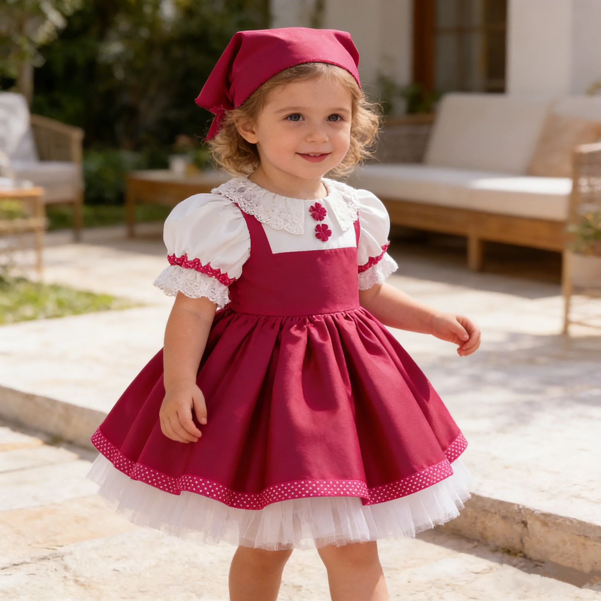 Infant Girls Masha And Bear 2pcs Party Dress Baby Hot Pink Floral Birthday Gown Girl Lace Fluffy Fashion Clothes Kids Costumes