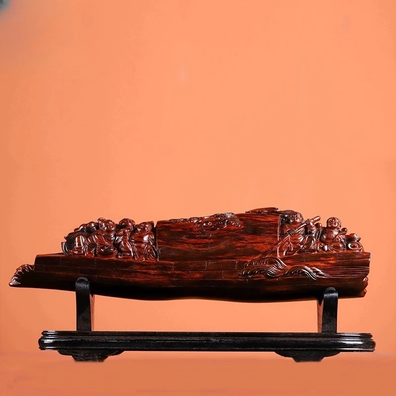 

Mahogany large ornament lobular red sandalwood carving business lucky study