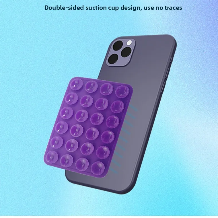Ventosa per telefono in silicone bifacciale 24 pezzi, supporti quadrati in silicone autoadesivi, supporto per telefono adesivo per auto, parete, scrivania - R