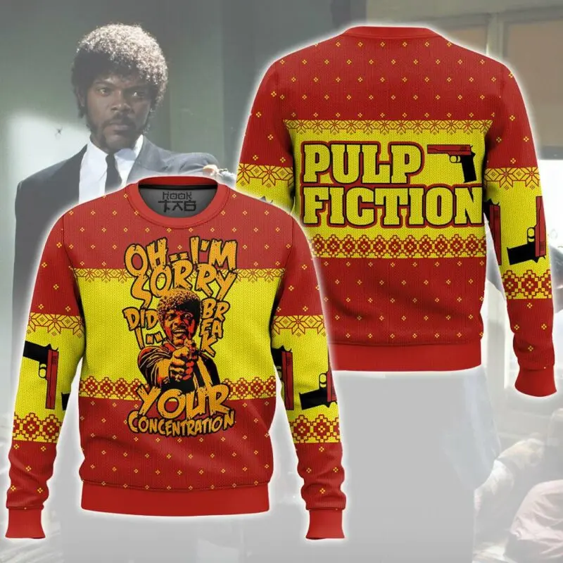 Merry Xmas Again Pulp Fiction Ugly Christmas Sweat Vintage Fiction Movie Sweater Mens Womens Holiday Party Jumper Xmas Gift 2026