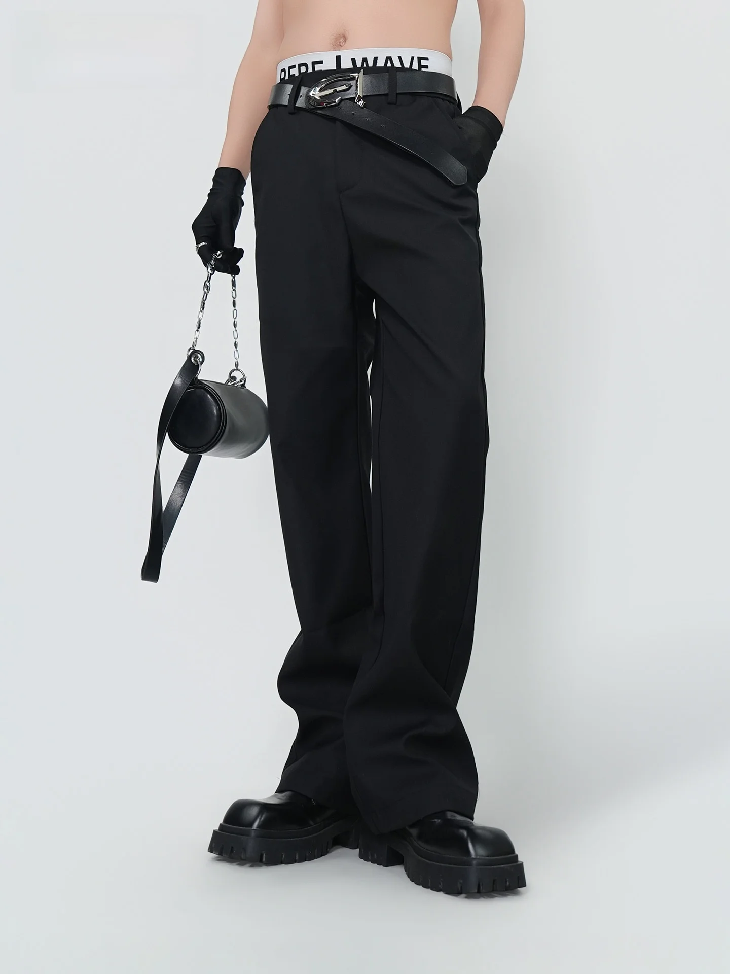 

VE2 Cleanfit Men's Straight Leg Casual Trousers All Season Versatile Black Slimming Long Pants Wedding Banquet Formal Office