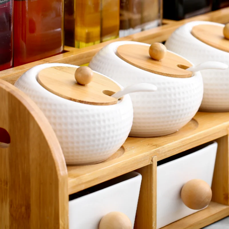 مجموعة برطمانات توابل من السيراميك الاسكندنافية، هزازات فلفل ملح، منظم سكر، برطمان توابل مع غطاء، مجموعة علب، ملحقات المطبخ #5