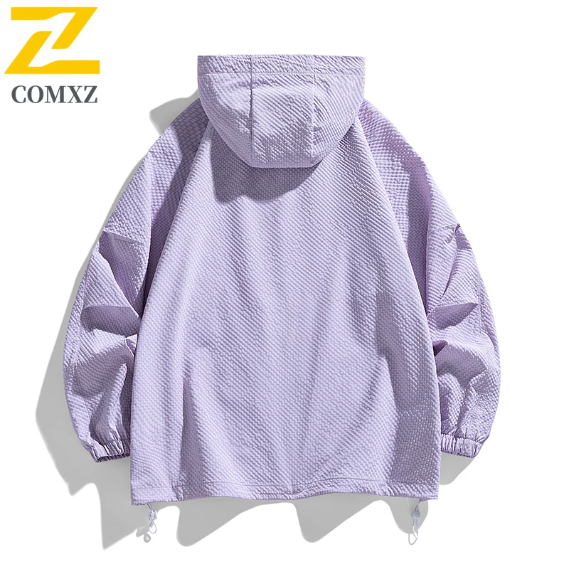 Summer Sunscreen Clothing Men's Simple All-match Solid Color Lightweight Loose UV Hooded Windbreaker Jacket Casual Bicycle Coat