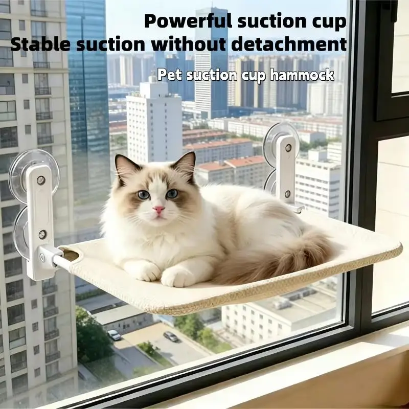 Cat Hammock With Super Suction Cup Hanging Bed Removable Washable Mattress For Glass Windowsill Sunbathing Pet Supplies