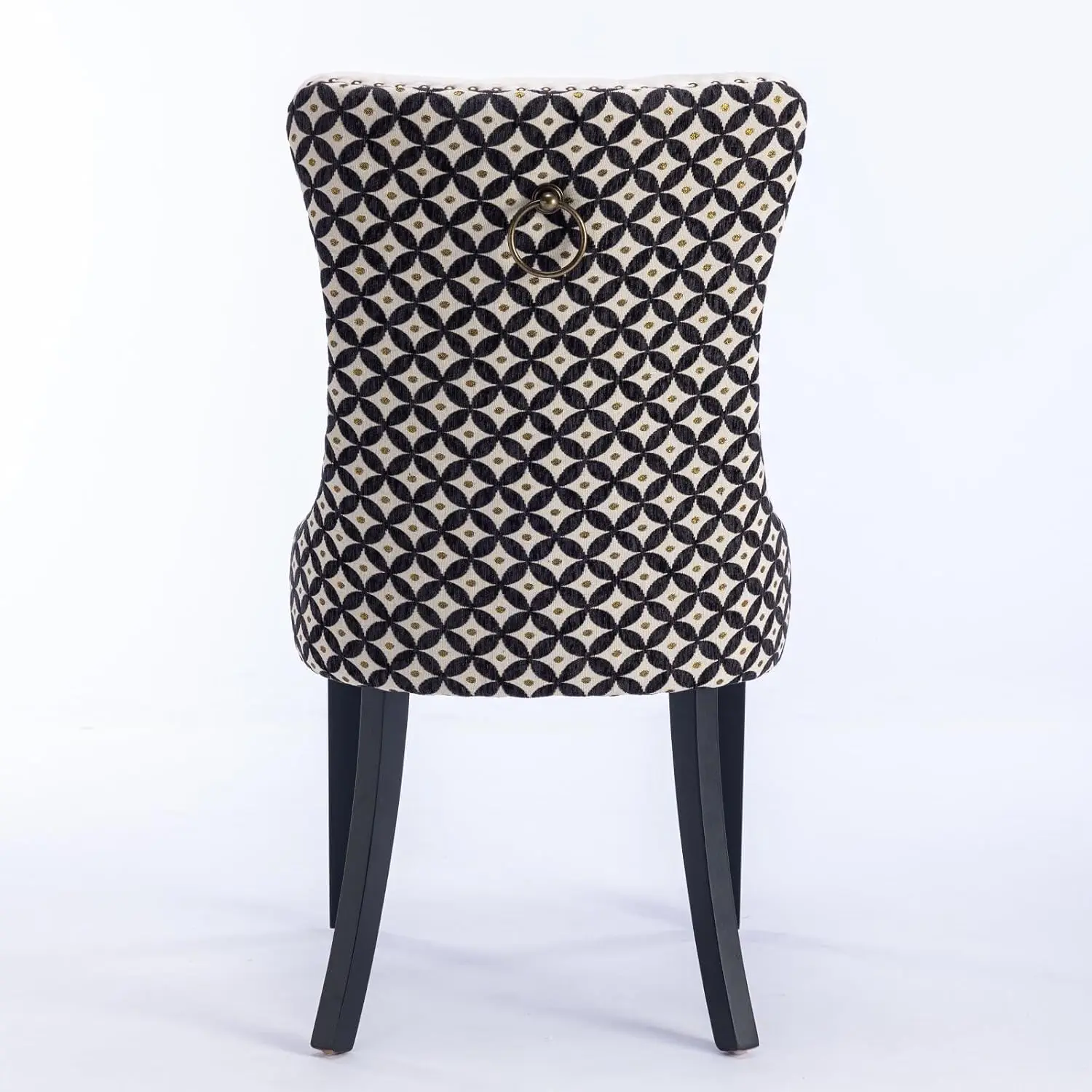 Velvet Upholstered Wood Dining Chairs Set of 6 Beige Patterned, Customized