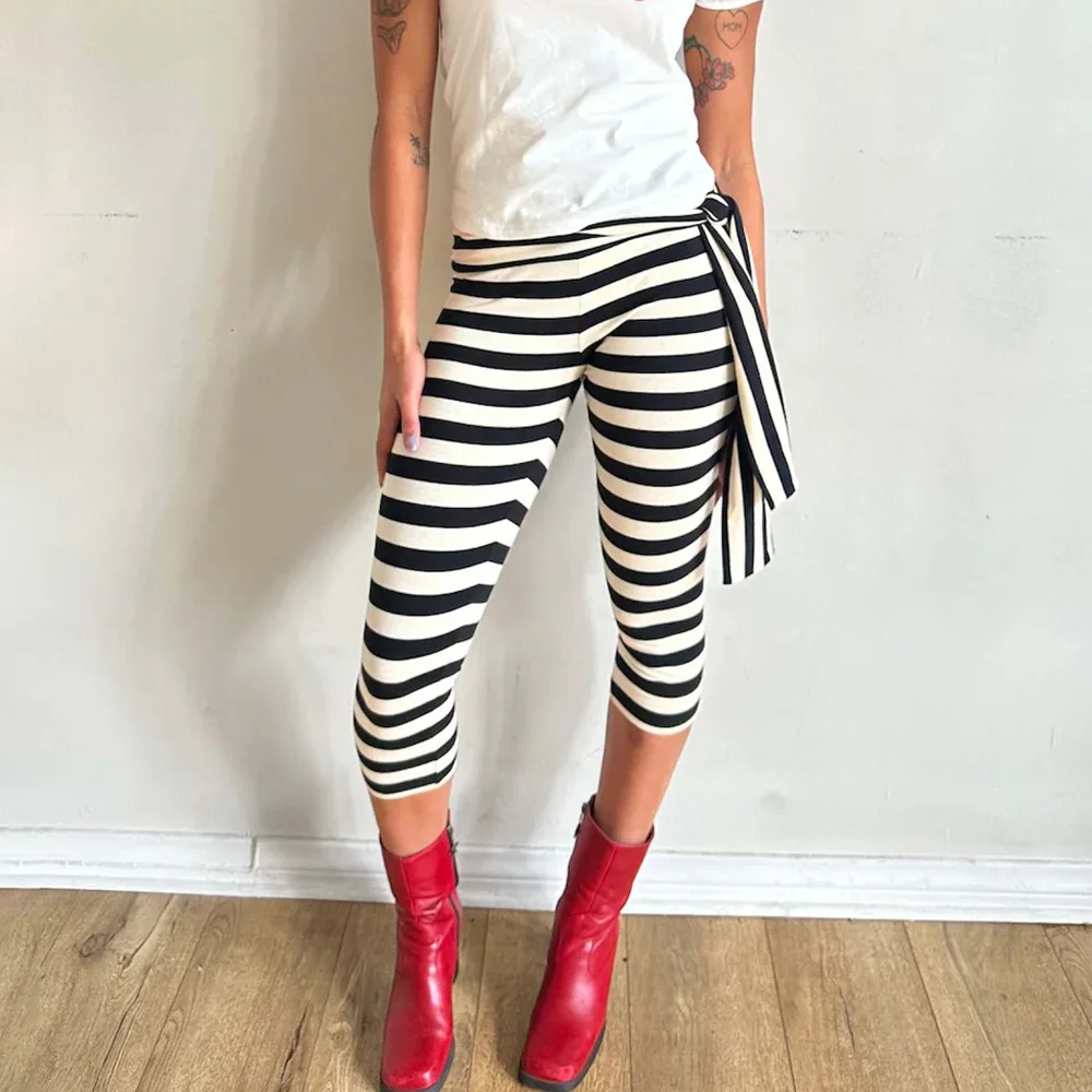 FL New Product: Hip-Lifting Slim-Fitting Striped Versatile Long Pants Fashionable Casual Sexy Strappy Tight Pants Woman 2026