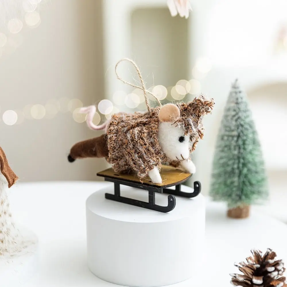 ورأى عيد الميلاد المعلقات المعلقة زلاجات الماوس الأيائل/الغزلان عيد الميلاد دمية قلادة الوردي الكرتون شجرة عيد الميلاد المعلقات عطلة ديكور #1