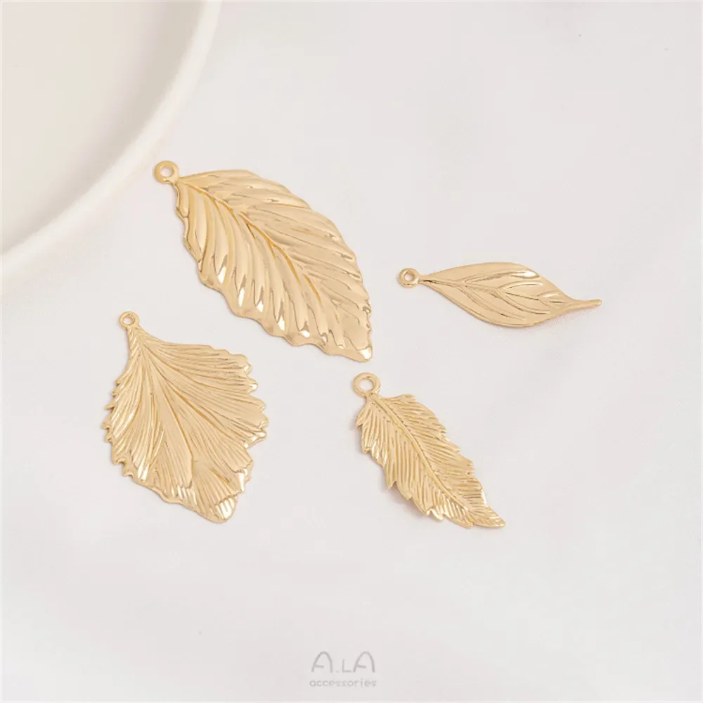 

1PCS 14K Gold Color Plating Textured Ginkgo Leaf Pendant DIY Handmade Earrings Hairpin Charm Pendant Accessories