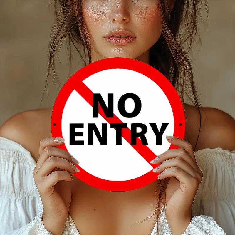 1 Stück Vintage-Schild aus Eisen „No Entry“ – rundes 2D-Warnschild zur Türmontage für Zuhause, Zimmer, Bauernhaus, Straße, Geschäft, Garage, Bar, Garten