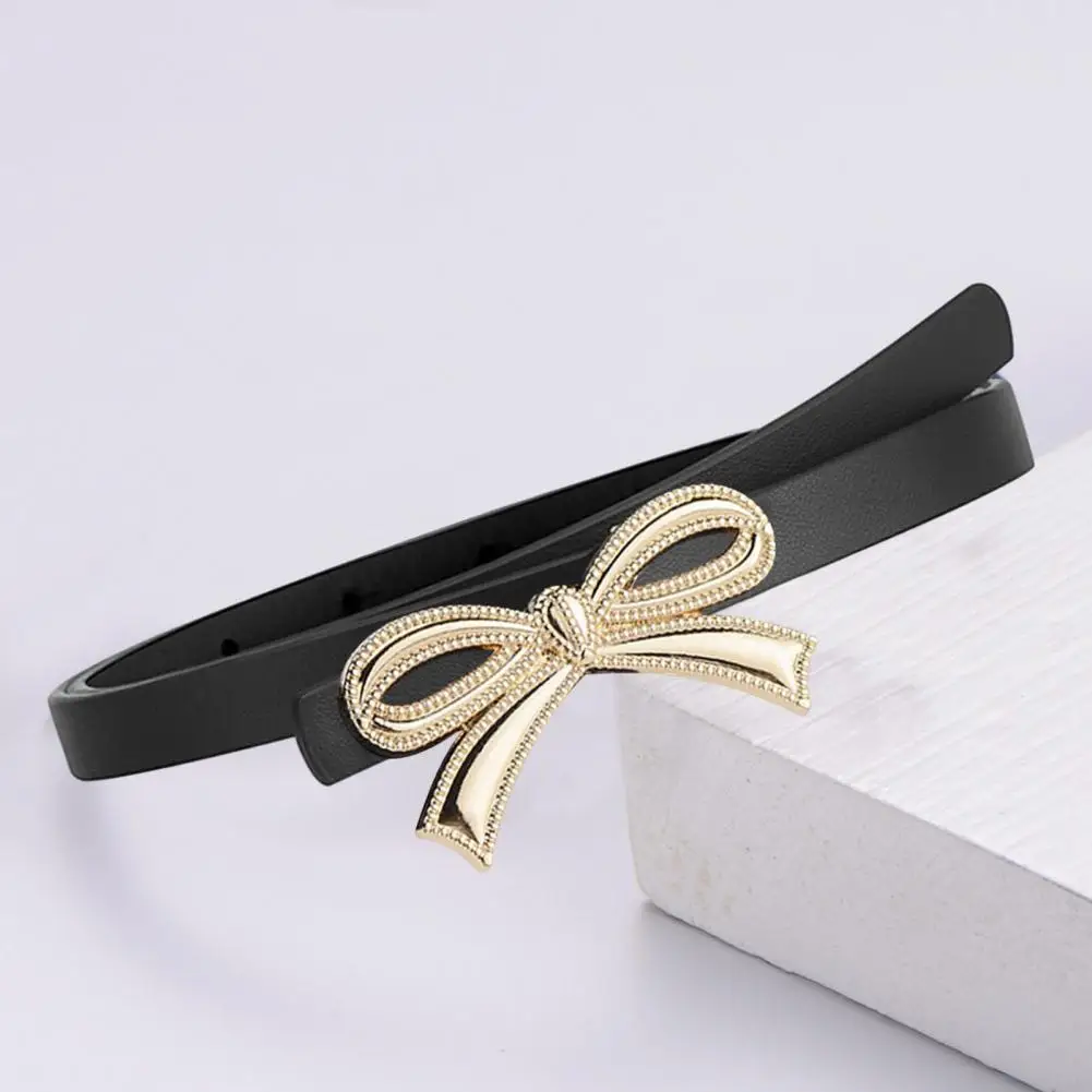 

Women Belt Stylish Women's Faux Leather Waistband with Bowknot Decoration Adjustable Length Dress Shirt Belt Chic Multi Holes