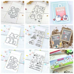 Metal Cutting Dies Clear Silicone Stamps Critter Bear Rabbit Fox Cat Thank You Gratitude Words DIY Thanksgiving Day Paper Cards