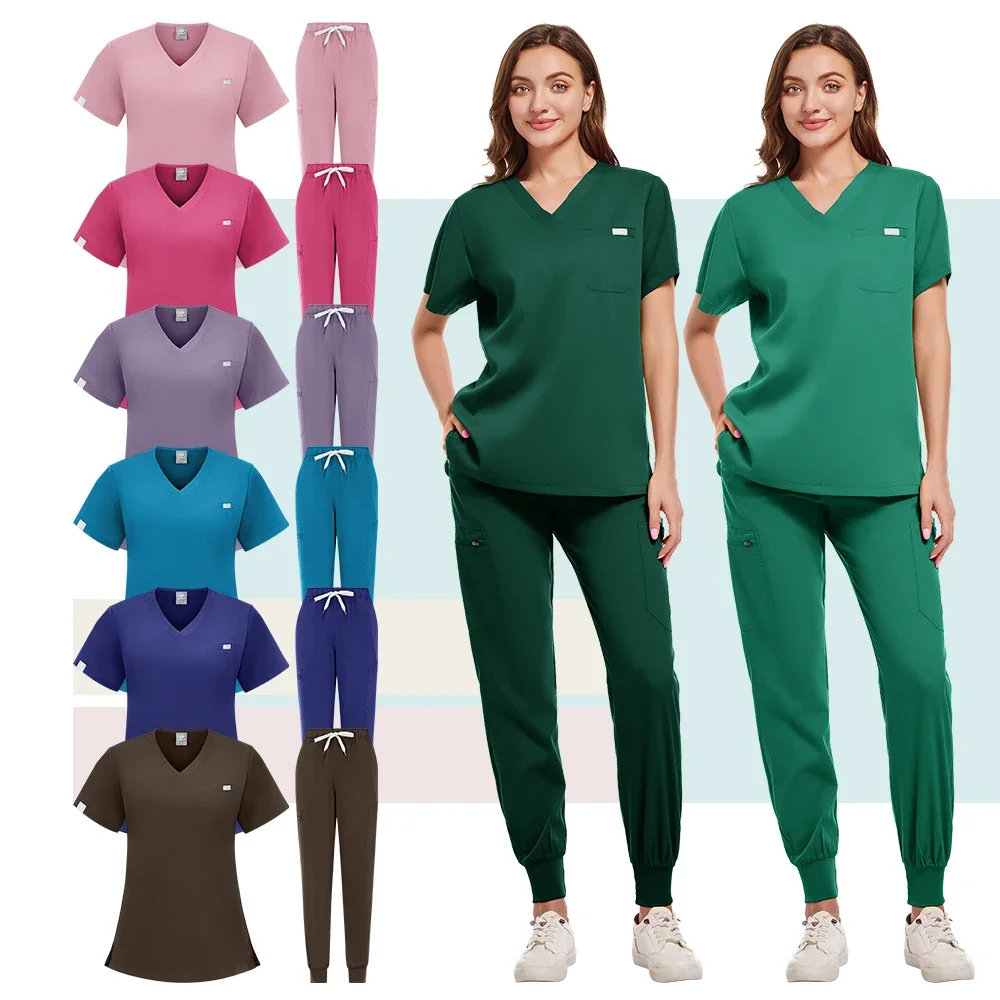 Multilcolors Medical Uniform Women Scrubs Sets Hospital Working Scrub Suits Nurse Accessories Dental Surgery Suit Lab Workwear