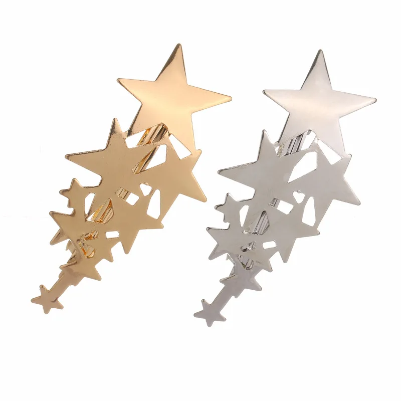 

Cross-Border Alloy Leaf Star Headwear Hair Clips Fashionable Hair Accessories Half-Wig Clips Artificial Gemstone Inlay