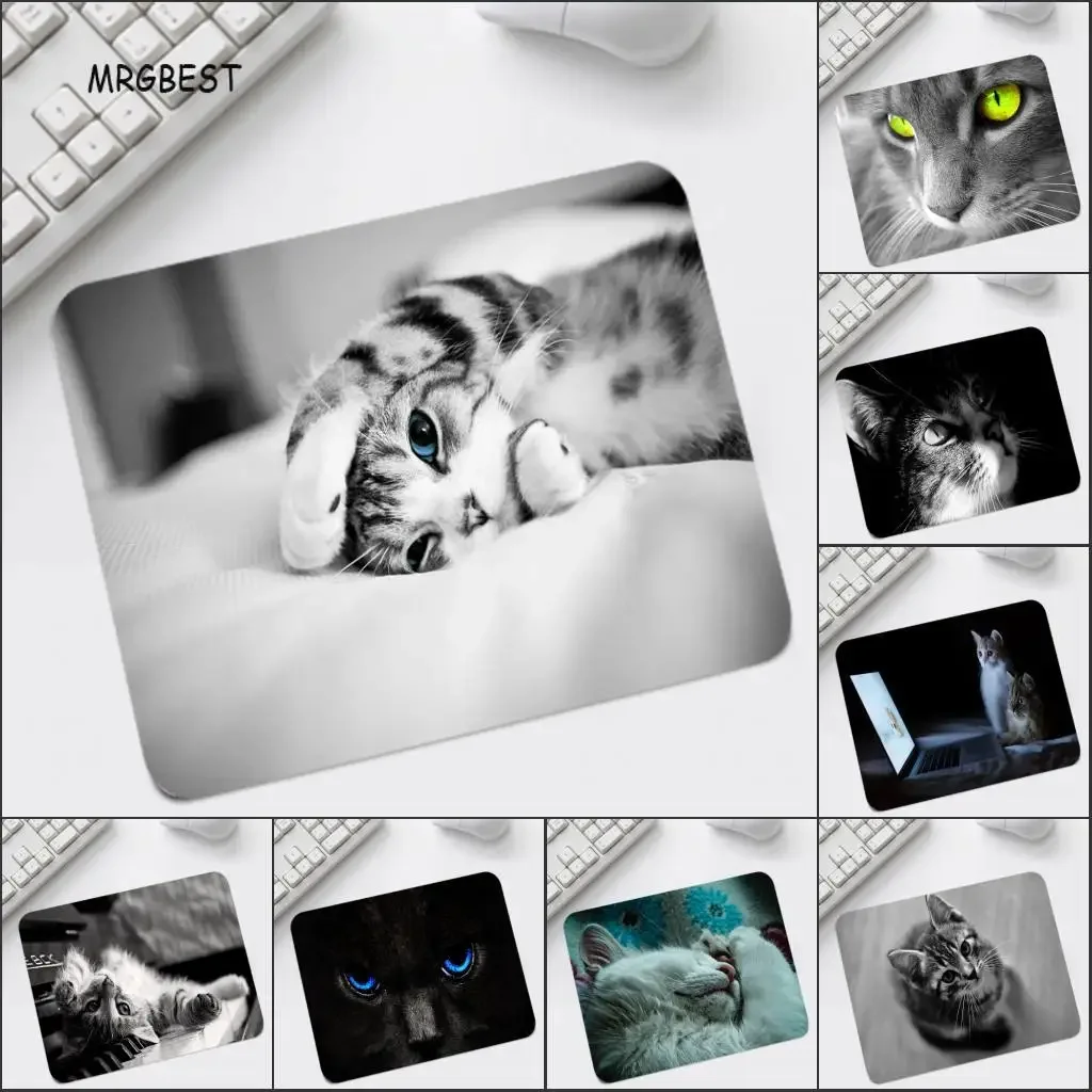 

Cute Cat Mousepads Small Moues Mat Gamer Accessories Black White Desk Mat Kawaii Mouse Pad 220X180 Office Gadgets Desktop Mat