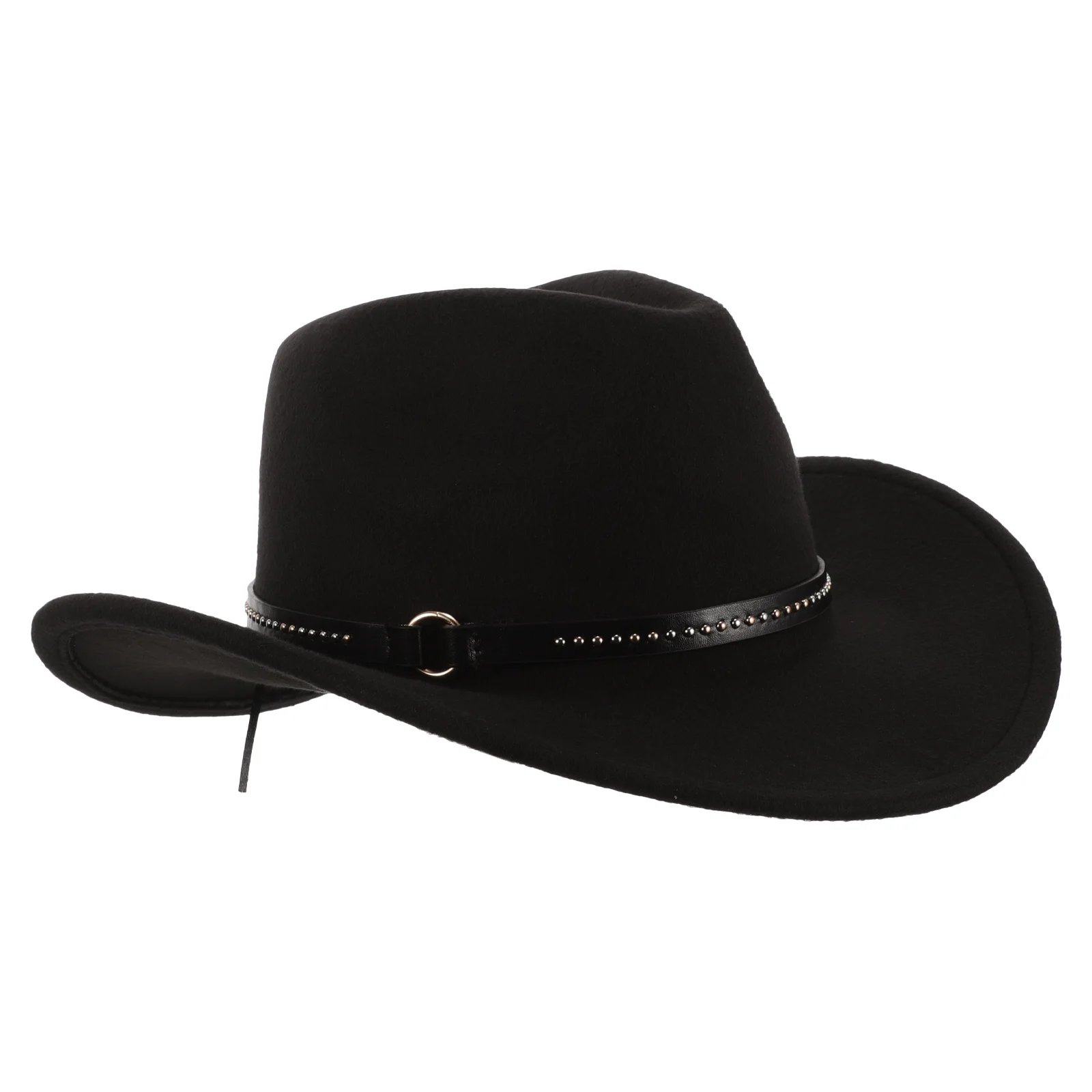 

Black Woolen 58cm Western Cowboy Wide Brim Cowgirl Fall Winter Felt Western Cowboy Hat Hat For Women Women Men