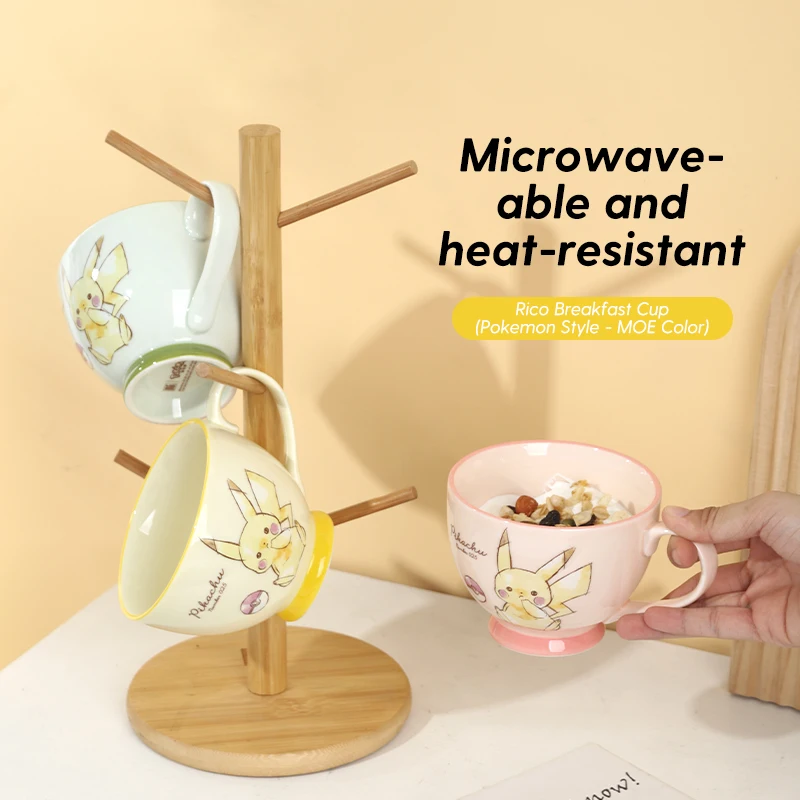 Tasse de petit déjeuner Pokemon, tasse en céramique Pikachu mignonne de 450ml, tasse à café et lait créative Anime, cadeau pour les Fans d'enfants, tasse en céramique pour le bureau et la maison