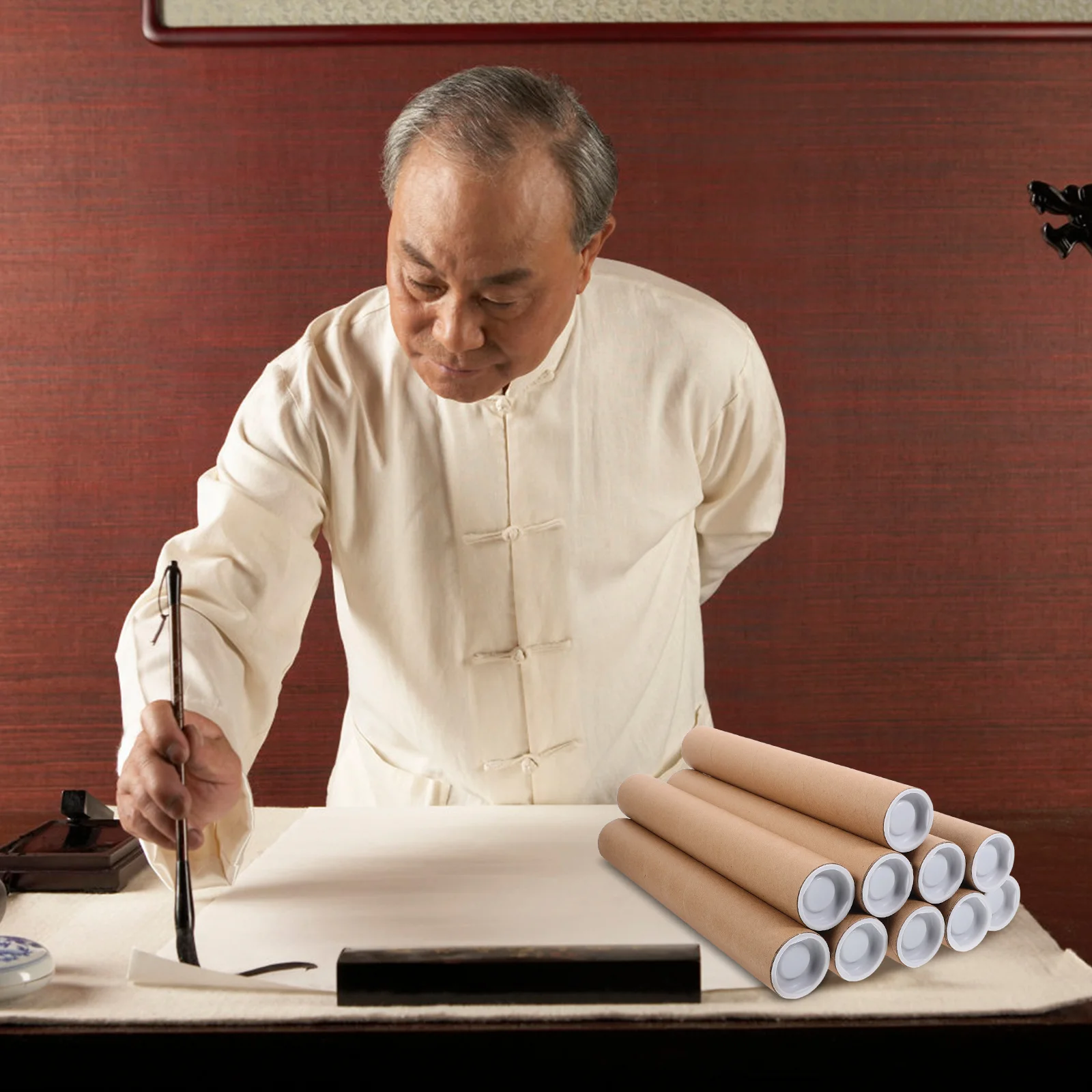 10 قطعة أنابيب ملصق ورق الكرافت للبريد الفني يطبع الرسومات قبعات نهاية الإغلاق الآمنة وشملت أنابيب الورق المقوى البني #1