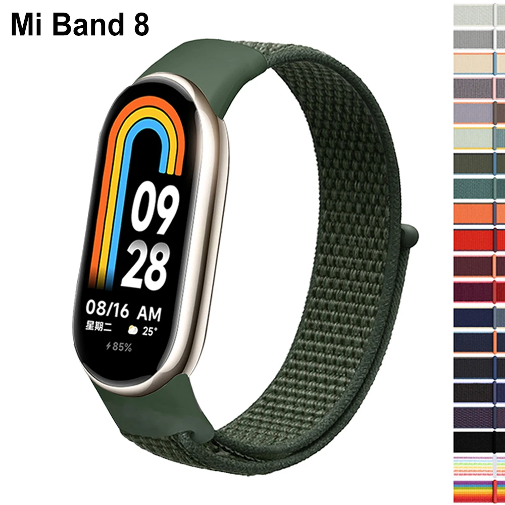 Nylon Loop for xiaomi Mi Band 8 Strap SmartWatch Wristband Correa Replacement sport pulsera watchband for Miband 8 NFC Bracelet