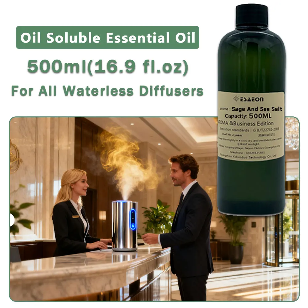 ESAEON Perfume Machine Supplement Oil, Essential Oil For Waterless Aromatherapy Machines, Sage And Sea Salt - 500ML (16.9 fl.oz)