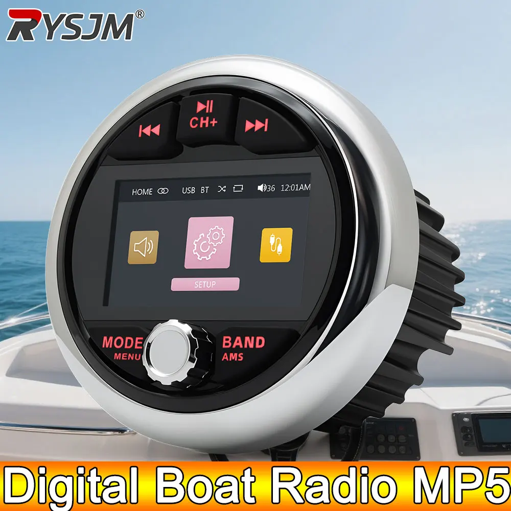 

AD 4.5inch Digital Boat Radio MP5 Marine Stereo Source Media Player AM FM RDS Receiver Video Play Bluetooth-compatible for Yacht