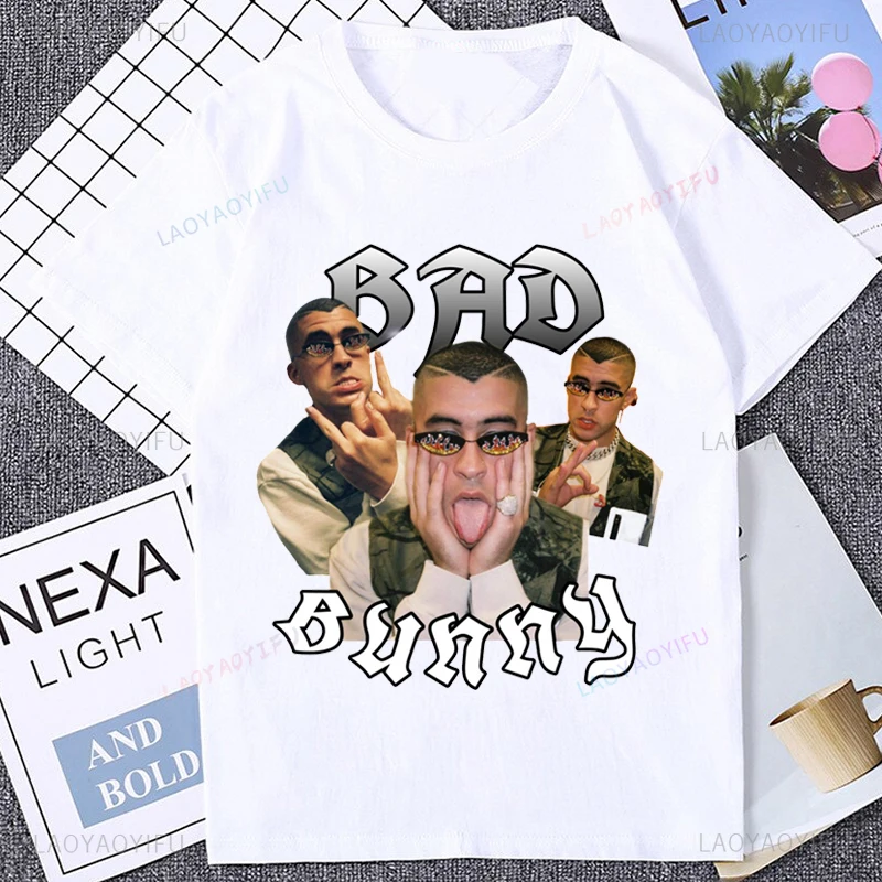 Music Album Bad Bunny Graphic Cute Printed Tshirt Casual Fashion Loose Harajuku Man T Shirt Summer Style Soft Y2k Women T-shirt image 3