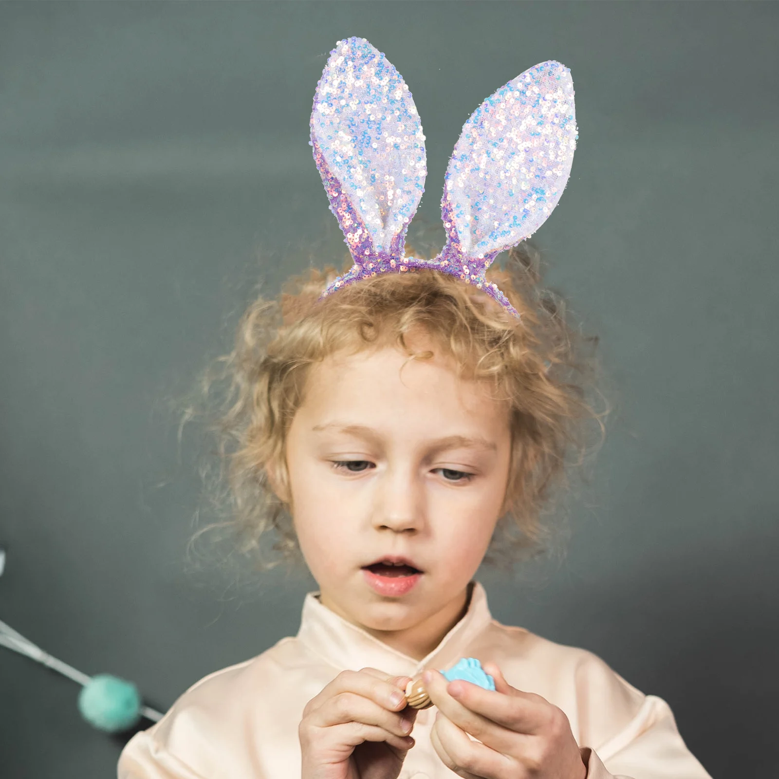 

2Pcs Rabbit Ears Headb Sequined Fabric Toddler Baby Girl Lightweight Comfortable Breathing Match Costumes Share Friends Families