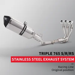 Per Street Triple 765 765RS 765R 765R Moto In Acciaio Inox Completo Sistema di Scarico Montaggio Collegare il silenziatore originale