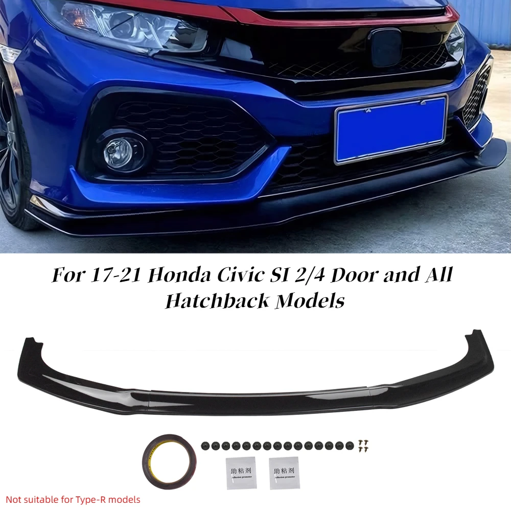 

GR STYLE GLOSS BLK FRONT BUMPER LIP SPLITTER FOR 17-21 CIVIC Si & FK7 HATCHBACK