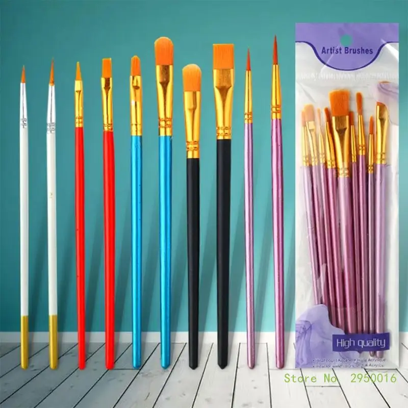 Nylon Cabelo Aquarela Pincéis, Artista Pintura A Óleo Escova, DIY Professional Art Paint Brush, 5 6 10 12Pcs