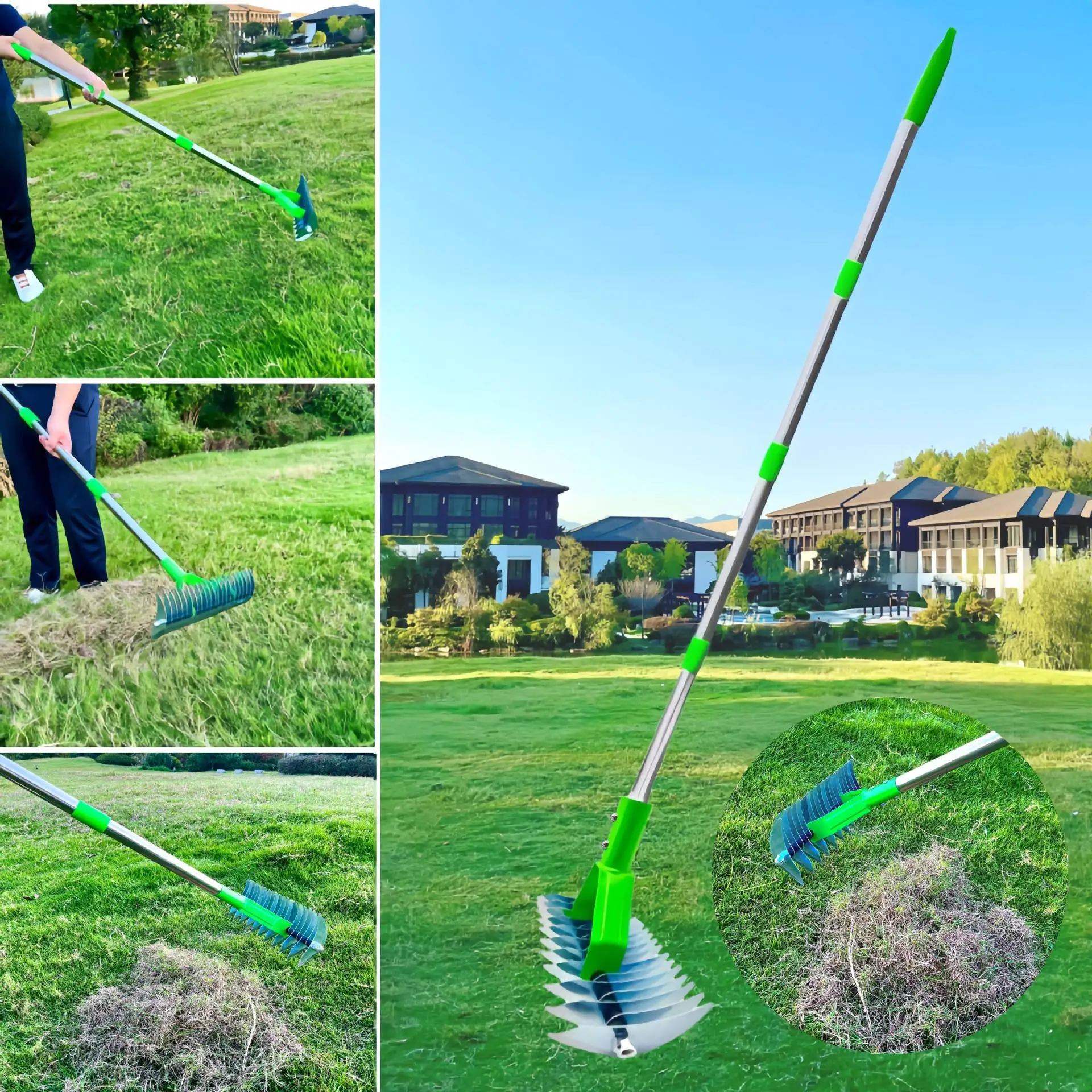 Thatch Rake Heavy Duty Dethatcher Rake Versatile Grass Grooming Rake Lawn Steel Metal Rakes for Lawns Grass Cleaning Yard Garden
