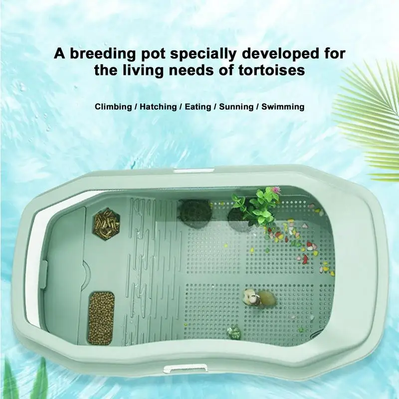 Detachable Turtle Habitat House Reptile Easy to Change Water Plastic Habitat with Areas to Breed Feed Swim Bask cueva Reptiles