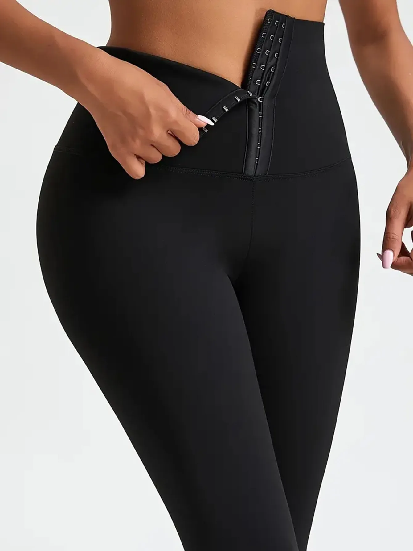 Ultra-high-waisted tummy control button-front cropped pants for women, quick-dry breathable yoga fitness workout leggings