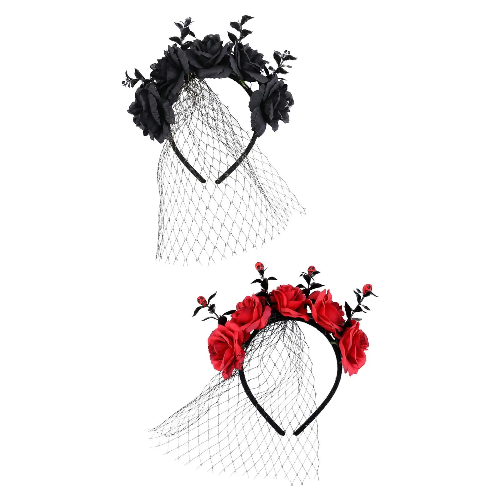 Halloween Flower Headband for Women Day of The Dead Hair Accessories Decoration