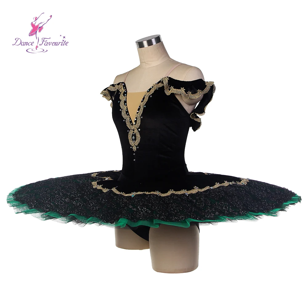 Dance Favourite Ballet Tutus BLL551 Black Velvet Bodice Pre-professional Ballet Tutu with Gold Trim Performance Tutus