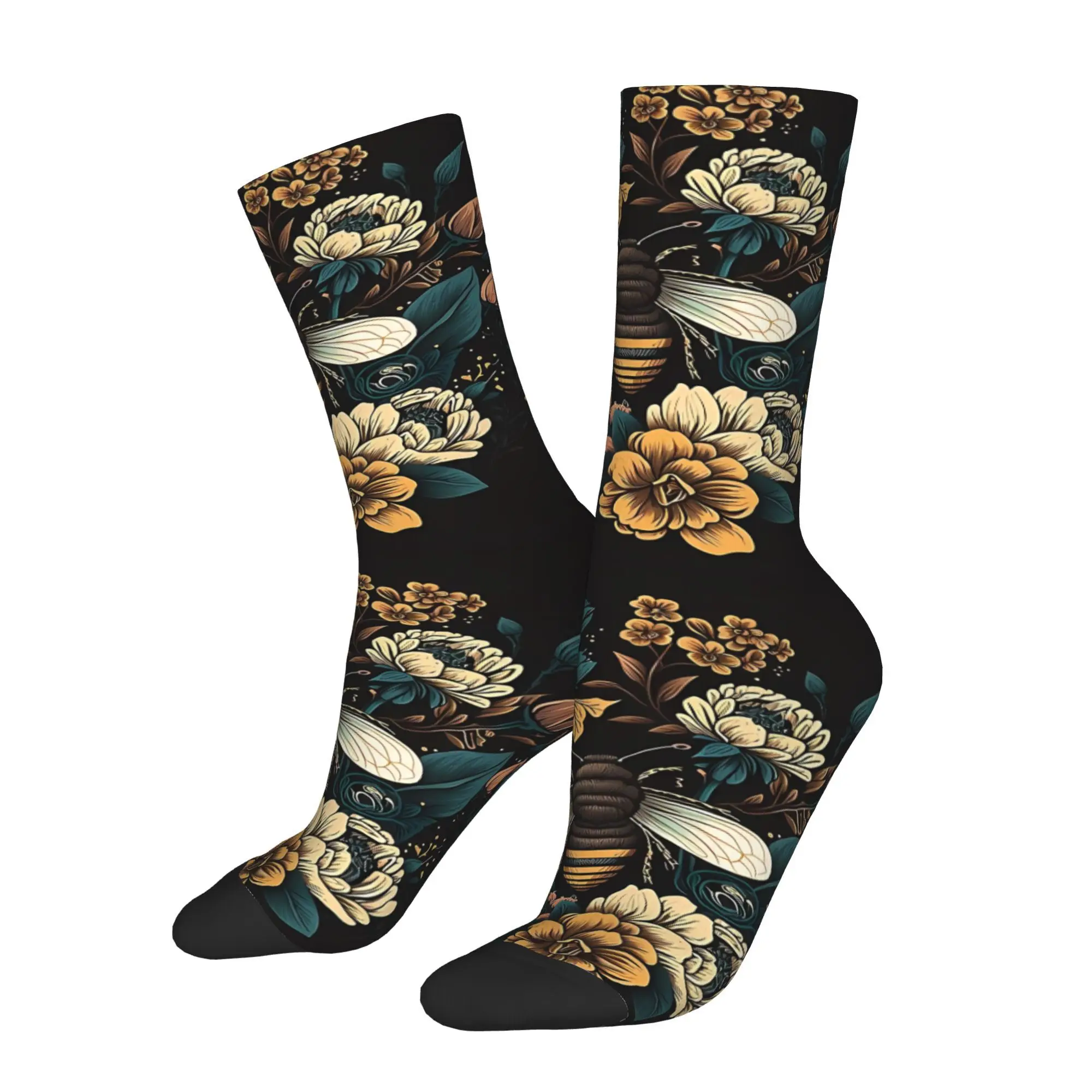 

Bee And Flowers Socks Male Mens Women Autumn Stockings Printed