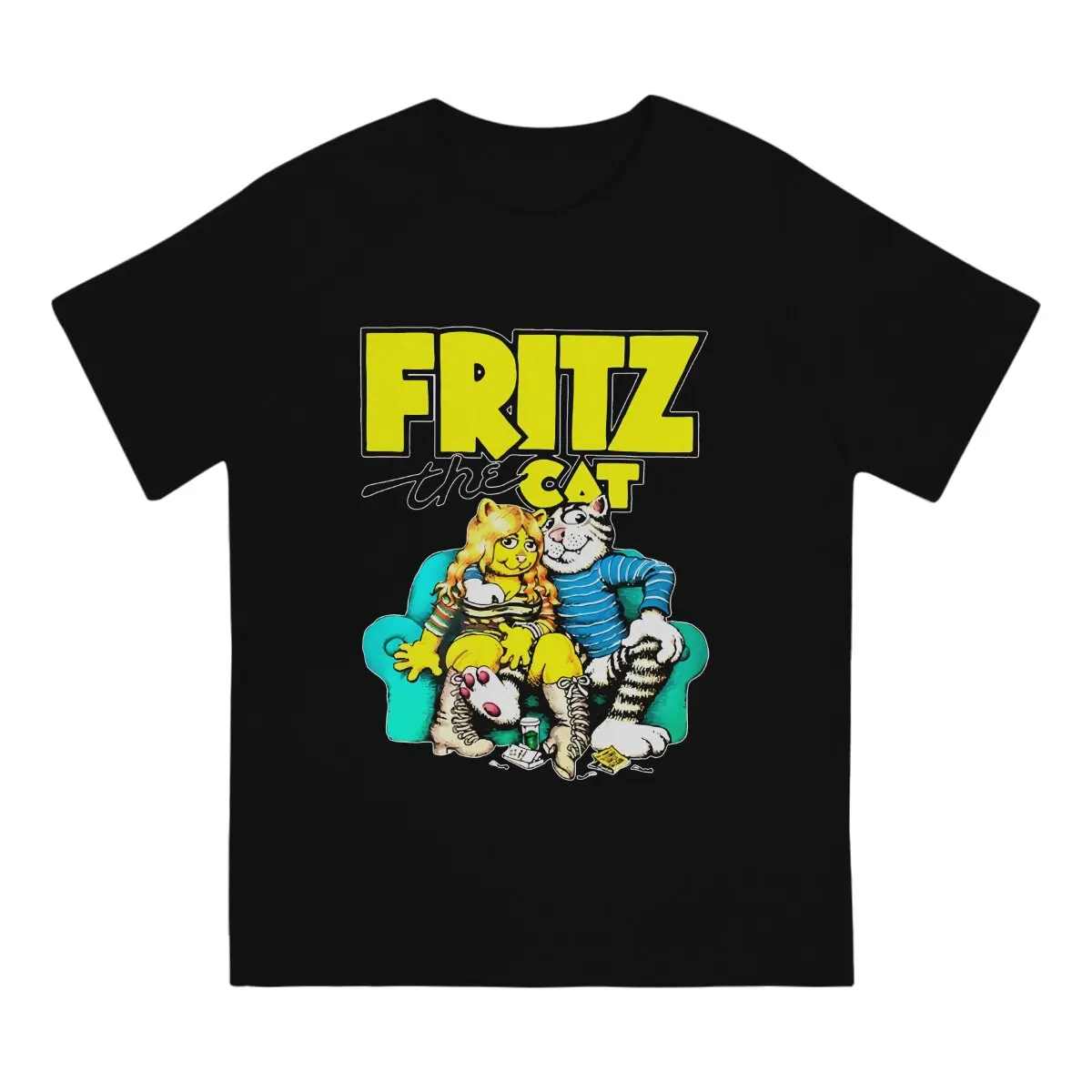 Novelty Fan.Png T-Shirts Men Crew Neck Pure Cotton T Shirt The Nine Lives of Fritz the Cat Short Sleeve Tee Shirt Gift Idea