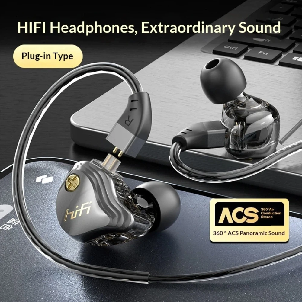Cross border new private model interchangeable cable plug-in 3.5mm sports HIFI mobile phone wired TYPEC in ear headphones