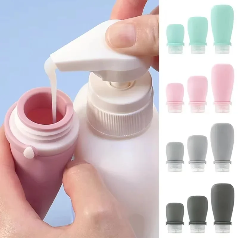 1/3pcs 30/60/90ml Travel Silicone Dispensing Bottle Leakproof Home Travel Kit Facial Cleanser Cosmetic Lotion Storage Bottle