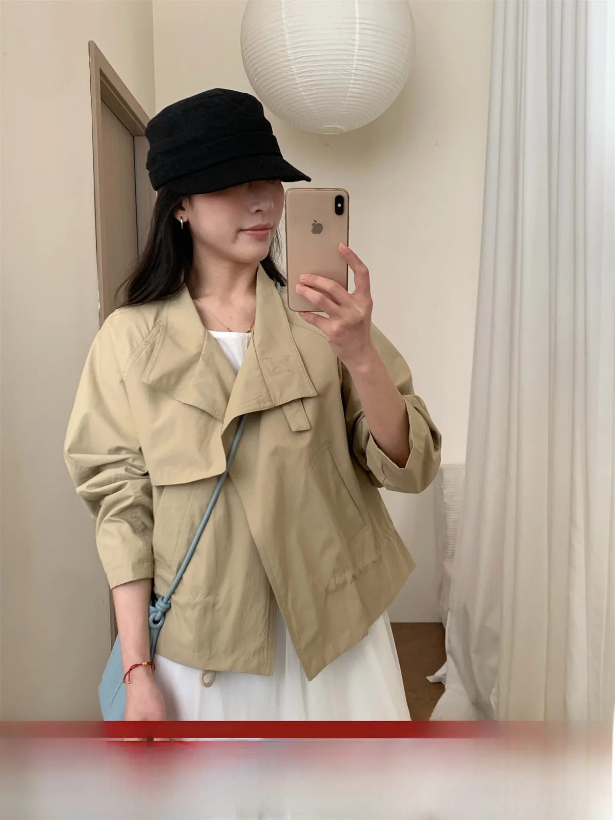 

Корейское короткое приталенное пальто с воротником-стойкой для женщин, новинка весенней коллекции, с дизайнерским шнурком, стройнящая верхняя одежда, повседневное, из смесового хлопка