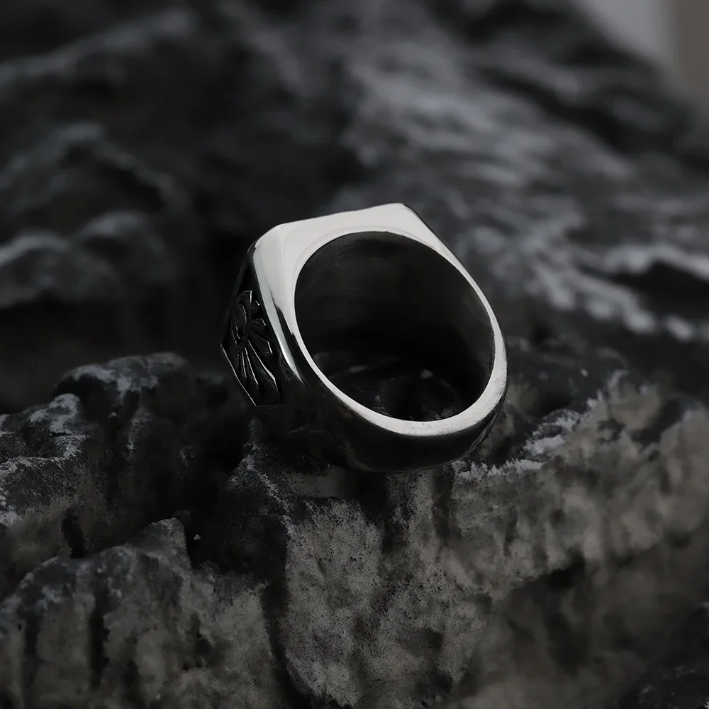 European and American style retro personality domineering Masonic men\'s ring skull punk trendy stainless steel jewelry