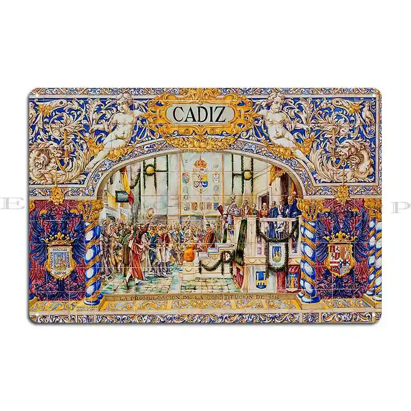 Walls Of Plaza De Espana In Seville Spain Metal Sign Print Living Room Club Designing Wall Decor Tin Sign Poster