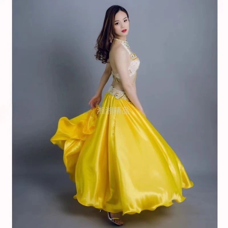 Customized Bellydance Group Costume Sexy Oriental Opening Dance Stage Dress Female Performance Costume Yellow Bra Belt Skirt Set