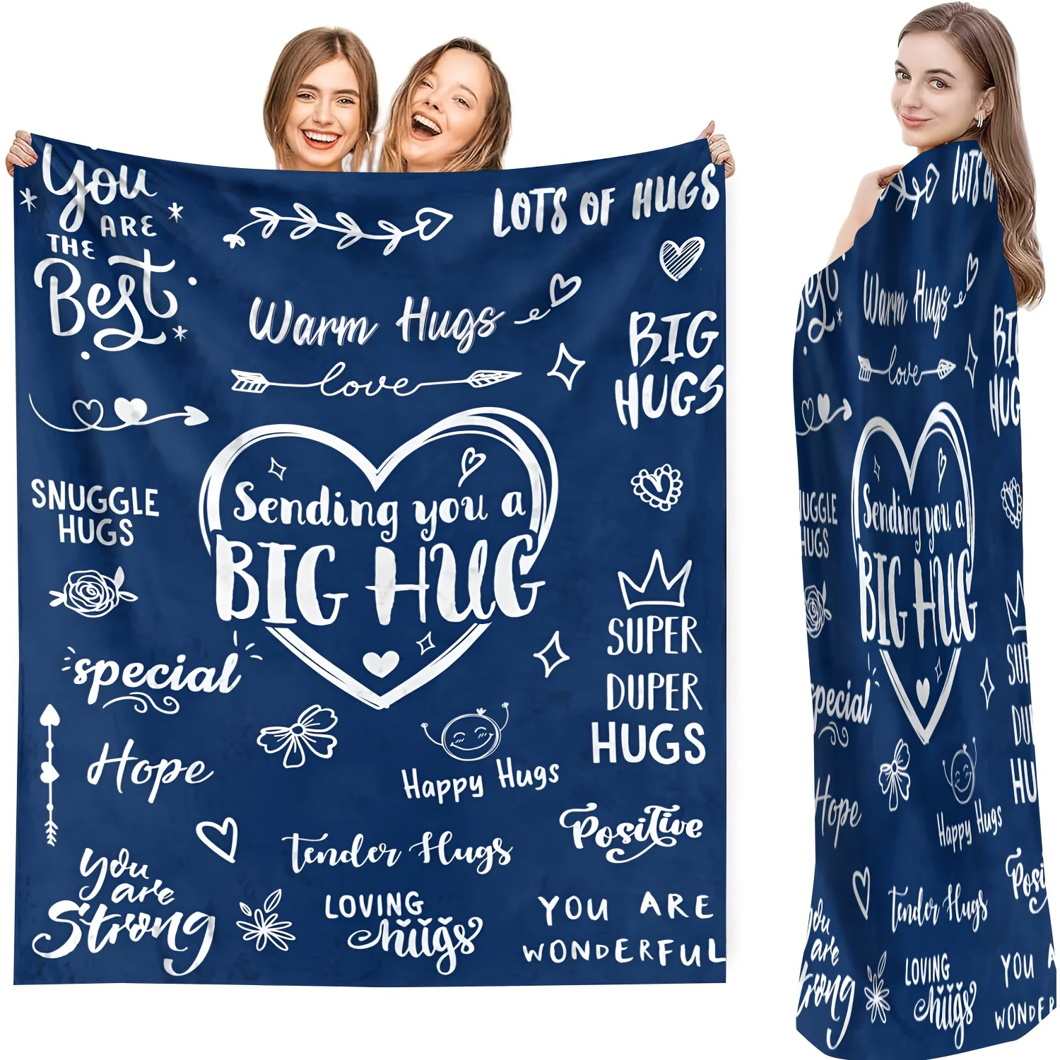 

Мотивационное фланелевое одеяло с тематикой объятий — принт в коттеджном стиле с геометрическим узором, всесезонное покрывало из мягкого полиэстера с принтом P