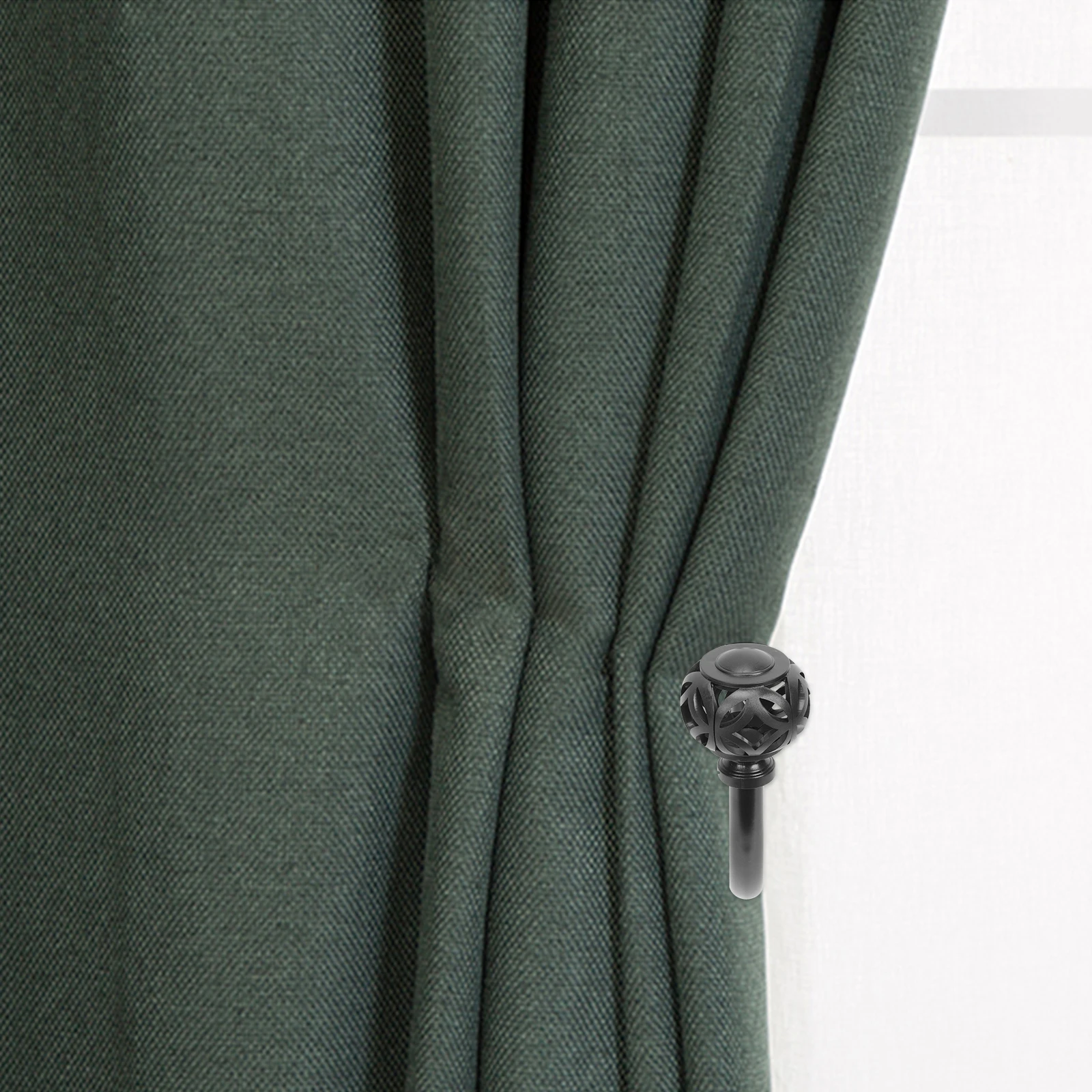 

2 Pcs Curtain Hooks Holdbacks Black Iron for Drapes Wall Mount Home Decor Curtains Hardware Window Accessories