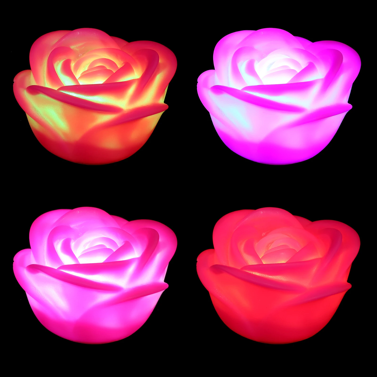 

5 pcs Artificial Flower Lamp for Bedroom Outdoor Decor 7 Colors Changing LED Light Valentine