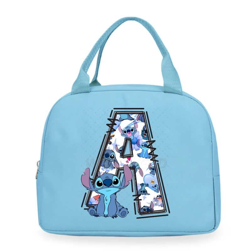 

Disney Stitch 26 letter Print Insulated Lunch Bags Women Kids Cartoon Thermal Tote Bags Picnic Food Preservation Lunch Box Bag