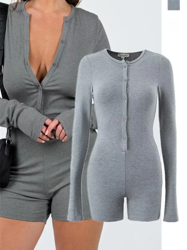 

Spicy Street Sle Fitn One-Piece Knitted Tight Bodycon Base Layer Outerwear Two Colors V-Ne High Waist ort Pants